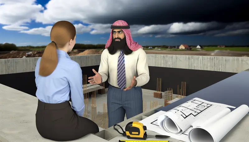 An experienced concrete contractor manages the detailed process of pouring and finishing a large concrete slab, illustrating cost factors in a modern construction setting.