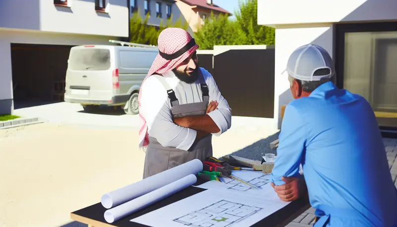 A concrete slab installation process illustrating material and labor aspects.