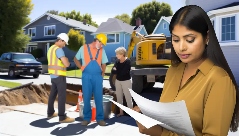 Labor disputes cause delays and disruptions at a busy concrete construction site.
